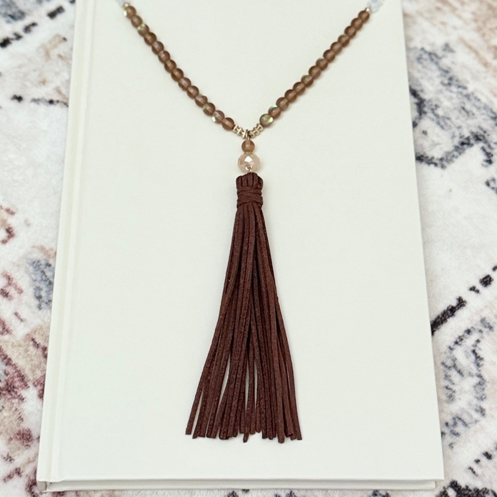 Anthropologie Beaded Leather Tassel Necklace 🏷️ - Picture 6 of 6